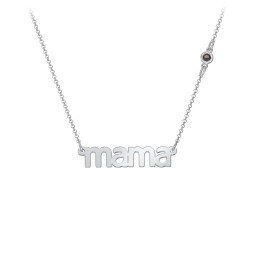 Mama Necklace In Modern Font with Satellite Birthstone