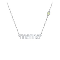 Mama Necklace In Modern Font with Satellite Birthstone