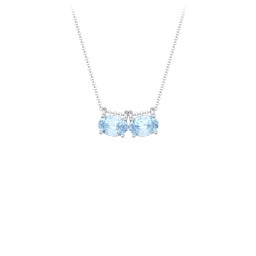 East-West Oval Necklace with 2 Gemstones in 925 Sterling Silver with Aquamarine