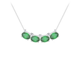 East-West Oval Necklace with 4 Gemstones in 925 Sterling Silver with Emerald