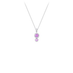 Generations 2-Stone Bezel Set Mother's Necklace in 925 Sterling Silver with Amethyst