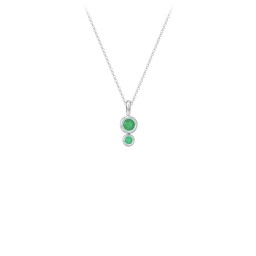 Generations 2-Stone Bezel Set Mother's Necklace in 925 Sterling Silver with Emerald