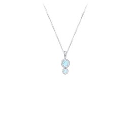 Generations 2-Stone Bezel Set Mother's Necklace in 925 Sterling Silver with Blue Topaz
