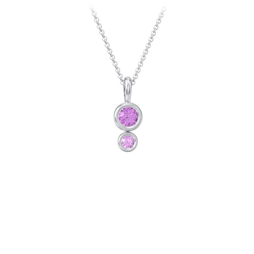 Generations 2-Stone Bezel Set Mother's Necklace – Sterling Silver with Amethyst