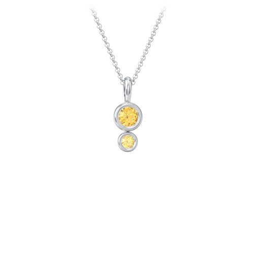 Generations 2-Stone Bezel Set Mother's Necklace – Sterling Silver with Citrine