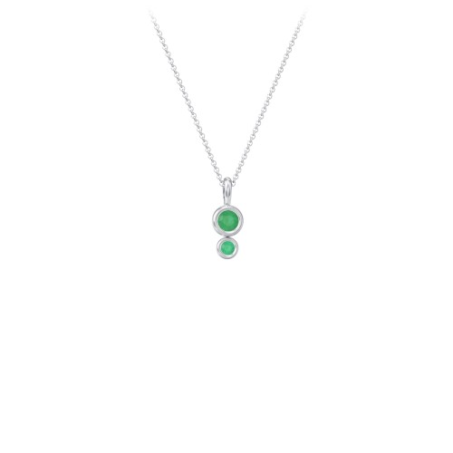 Generations 2-Stone Bezel Set Mother's Necklace – Sterling Silver with Emerald