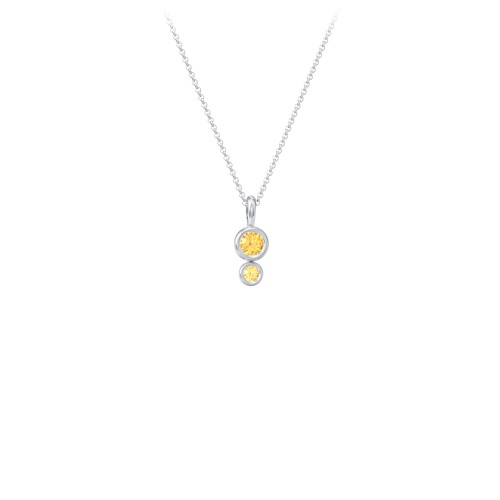 Generations 2-Stone Bezel Set Mother's Necklace – Sterling Silver with Citrine
