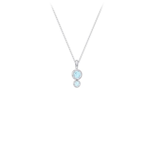 Generations 2-Stone Bezel Set Mother's Necklace – Sterling Silver with Blue Topaz
