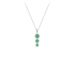 Generations 3-Stone Bezel Set Mother's Necklace in 925 Sterling Silver with Emerald