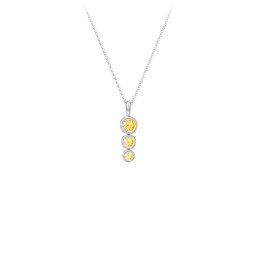 Generations 3-Stone Bezel Set Mother's Necklace in 925 Sterling Silver with Citrine