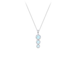 Generations 3-Stone Bezel Set Mother's Necklace in 925 Sterling Silver with Blue Topaz