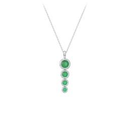 Generations 4-Stone Bezel Set Mother's Necklace in 925 Sterling Silver with Emerald