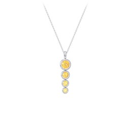 Generations 4-Stone Bezel Set Mother's Necklace in 925 Sterling Silver with Citrine