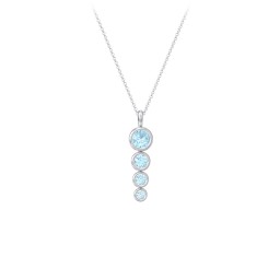 Generations 4-Stone Bezel Set Mother's Necklace in 925 Sterling Silver with Blue Topaz