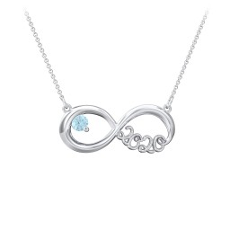 2020 Graduation Infinity Pendant With Gemstone in 925 Sterling Silver with Blue Topaz