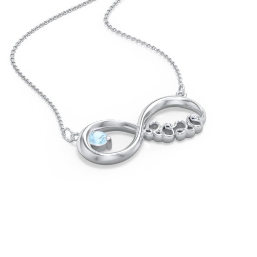 2020 Graduation Infinity Pendant With Gemstone – Sterling Silver with Blue Topaz