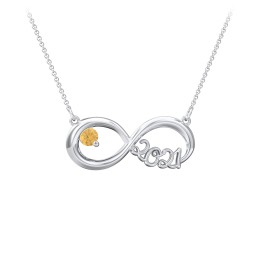 2021 Graduation Infinity Pendant With Gemstone in 925 Sterling Silver with Citrine