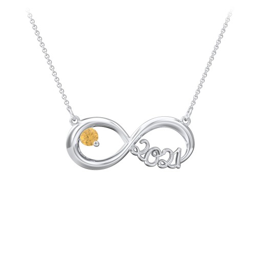 2021 Graduation Infinity Pendant With Gemstone – Sterling Silver with Citrine