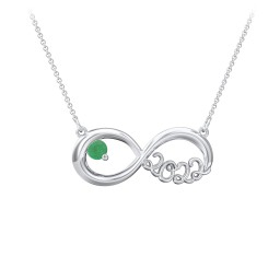 2022 Graduation Infinity Pendant With Gemstone in 925 Sterling Silver with Emerald