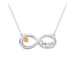 2023 Graduation Infinity Pendant With Gemstone in 925 Sterling Silver with Citrine