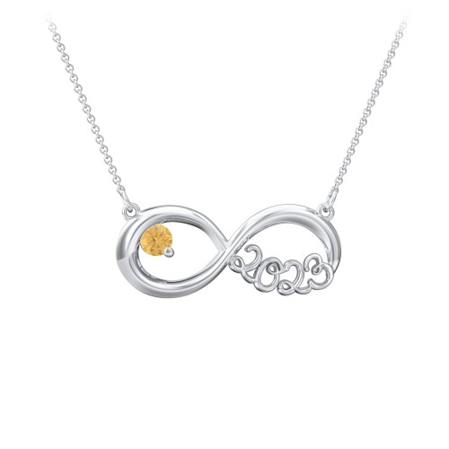 2023 Graduation Infinity Pendant With Gemstone – Sterling Silver with Citrine