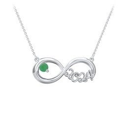 2024 Graduation Infinity Pendant With Gemstone in 925 Sterling Silver with Emerald