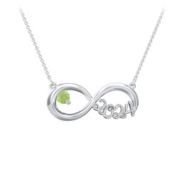 2024 Graduation Infinity Pendant With Gemstone in 925 Sterling Silver with Peridot