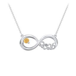 2025 Graduation Infinity Pendant With Gemstone in 925 Sterling Silver with Citrine