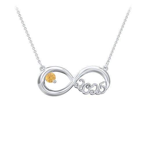 2025 Graduation Infinity Pendant With Gemstone – Sterling Silver with Citrine