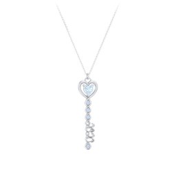 2020 Glamour Infinity Key Pendant in 925 Sterling Silver with Aquamarine and Fancy Blue Premium Zirconia