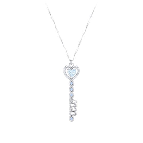 2020 Glamour Infinity Key Pendant – Sterling Silver with Aquamarine and Fancy Blue Premium Zirconia