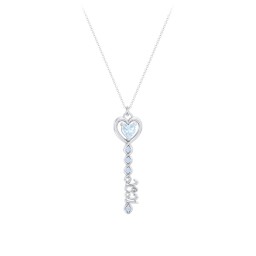 2021 Glamour Infinity Key Pendant in 925 Sterling Silver with Aquamarine and Fancy Blue Premium Zirconia