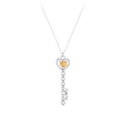 2021 Glamour Infinity Key Pendant in 925 Sterling Silver with Citrine and White Premium Zirconia