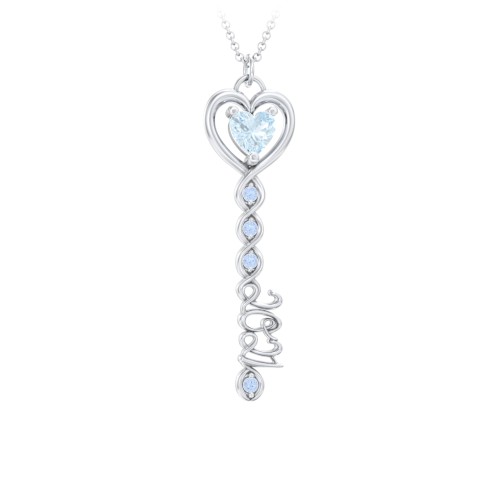 2021 Glamour Infinity Key Pendant – Sterling Silver with Aquamarine and Fancy Blue Premium Zirconia