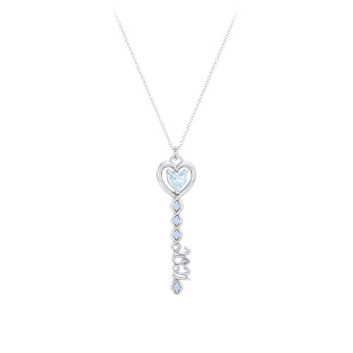 2021 Glamour Infinity Key Pendant – Sterling Silver with Aquamarine and Fancy Blue Premium Zirconia