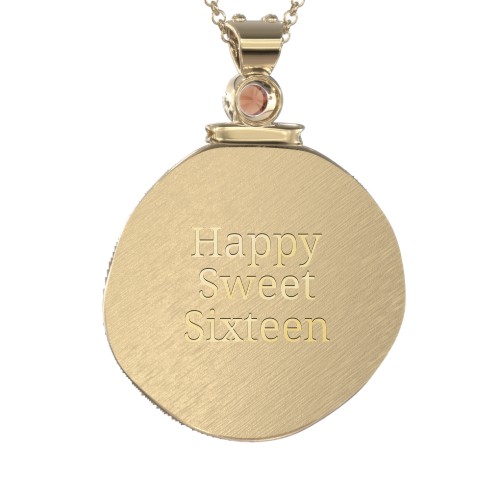 Engravable Aquarius Zodiac Medallion With Accent – 18K Gold Plated Silver with Garnet
