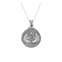 Engravable Gemini Zodiac Medallion With Accent