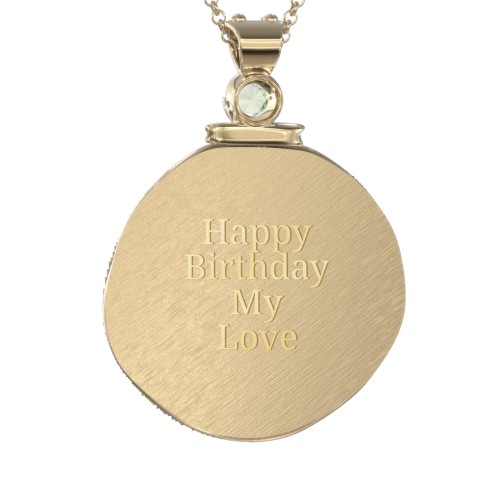 Engravable Leo Zodiac Medallion With Accent – 18K Gold Plated Silver with Peridot