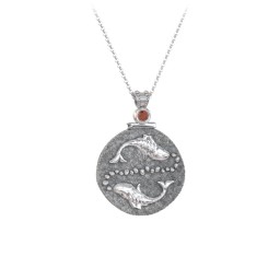 Engravable Pisces Zodiac Medallion With Accent