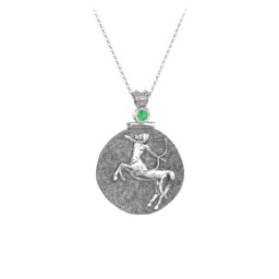 Engravable Sagittarius Zodiac Medallion Necklace