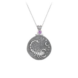 Engravable Scorpio Zodiac Medallion With Accent