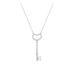 Initial Heart Key Necklace - H