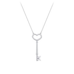 Initial Heart Key Necklace - X