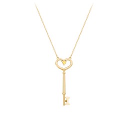 Initial Heart Key Necklace with Gemstone - I in 18K Gold Plated Silver with Citrine