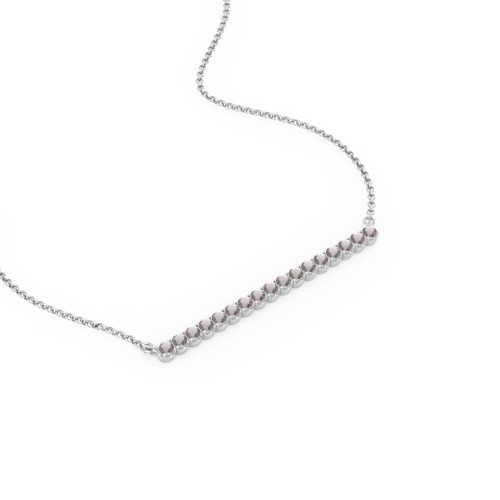 Gemstone Bar Pendant Necklace – Sterling Silver with Smokey Quartz