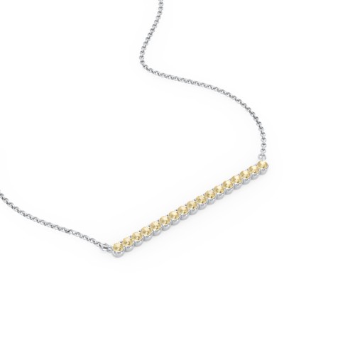 Gemstone Bar Pendant Necklace – Sterling Silver with Citrine