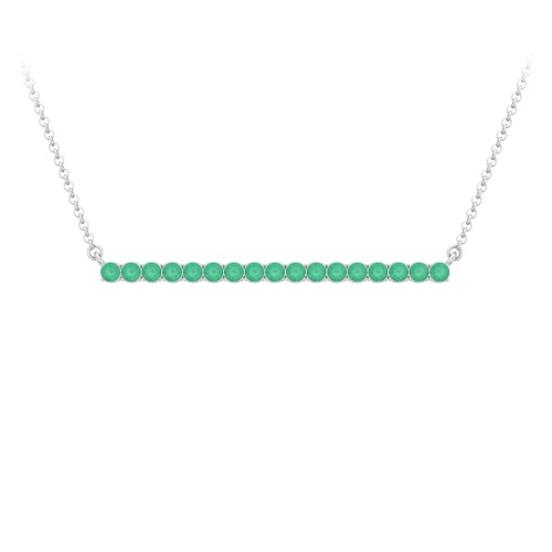 Gemstone Bar Pendant Necklace – Sterling Silver with Emerald