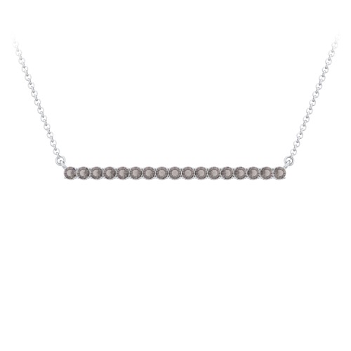 Gemstone Bar Pendant Necklace – Sterling Silver with Smokey Quartz
