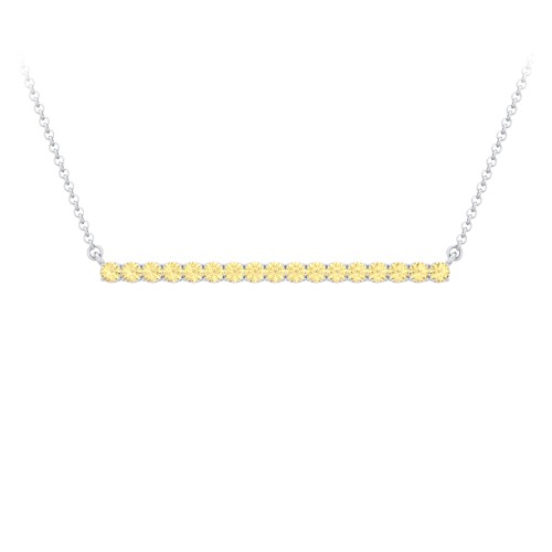 Gemstone Bar Pendant Necklace – Sterling Silver with Citrine