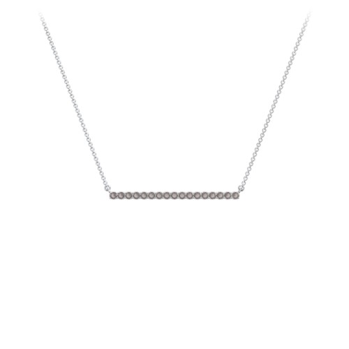 Gemstone Bar Pendant Necklace – Sterling Silver with Smokey Quartz